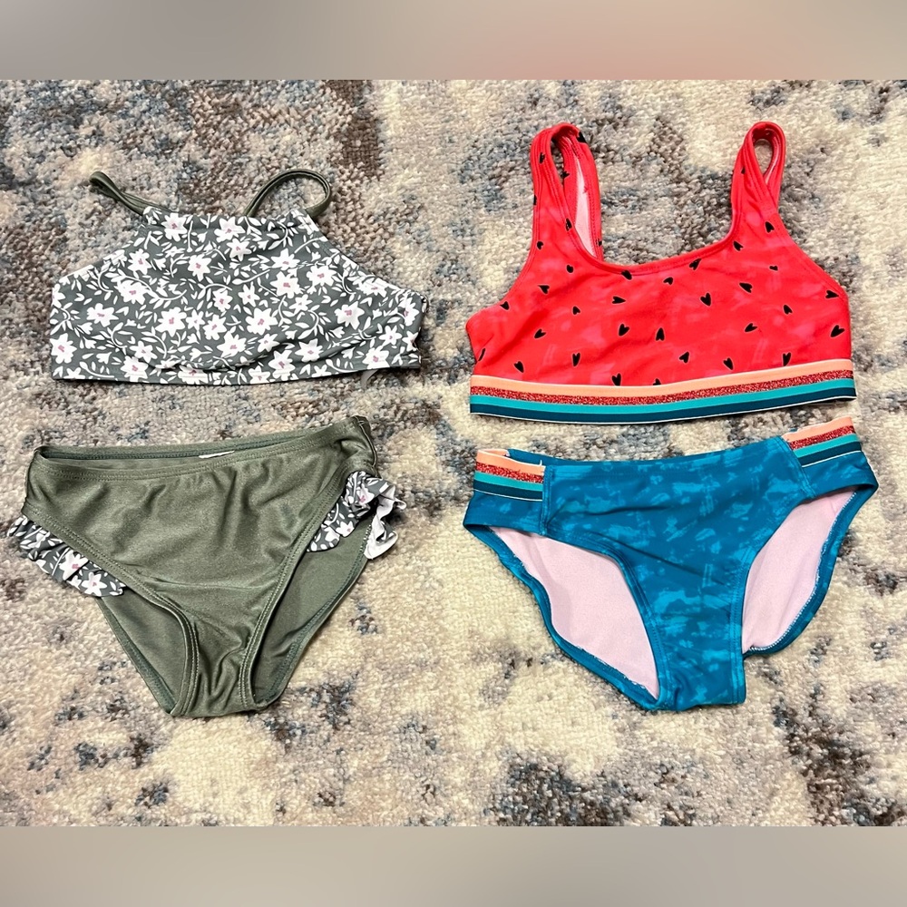 Cat & Jack Coral and Green Kids' Swimwear Set